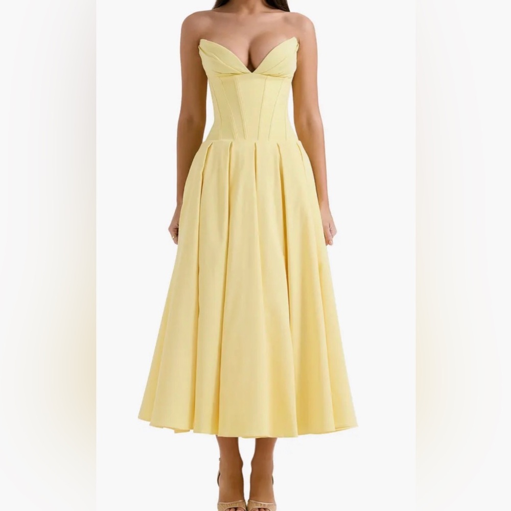 House of CB Strapless Yellow Dress